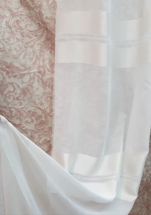 Tela visillo rayas brillo marfil