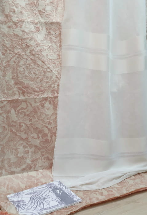 Tela visillo rayas brillo marfil - 3