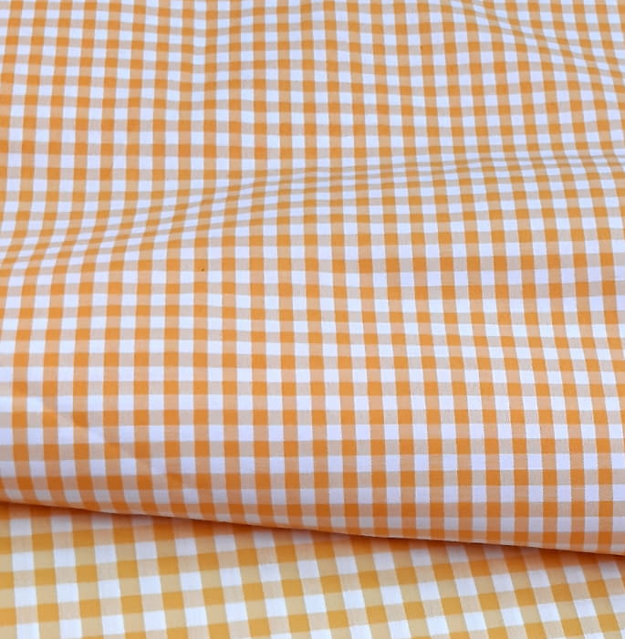 Tela vichy cuadritos anaranjados - 1