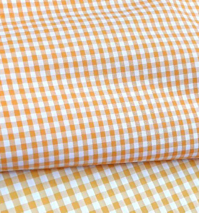 Tela vichy cuadritos anaranjados - 2