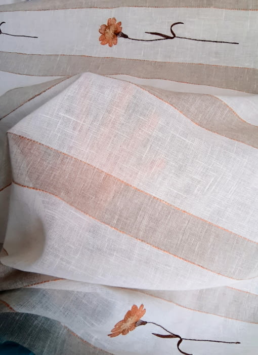 Tela visillo lino flores caldero - 3