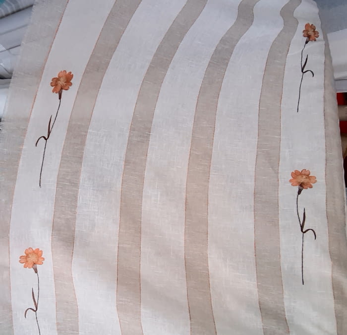 Tela visillo lino flores caldero - 4