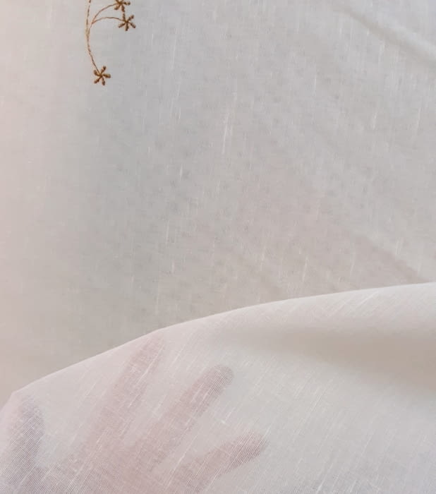 Tela visillo flores mostaza - 4