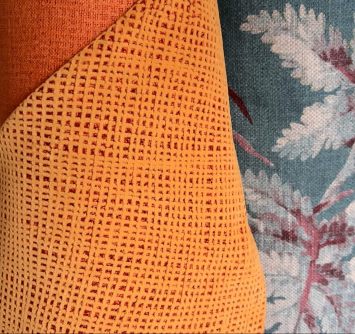 Tela tapicería Yute naranja