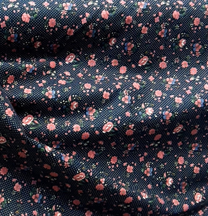 Tela azul florecitas rosas 140 - 4