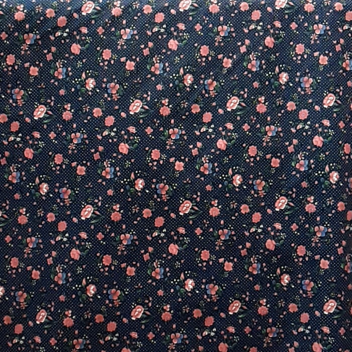 Tela azul florecitas rosas 140 - 5