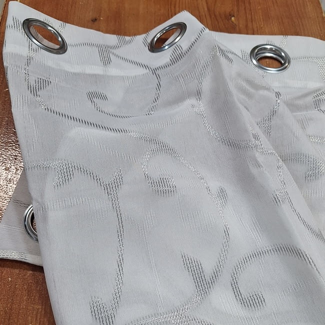 1 visillo blanco adamascado gris - 1