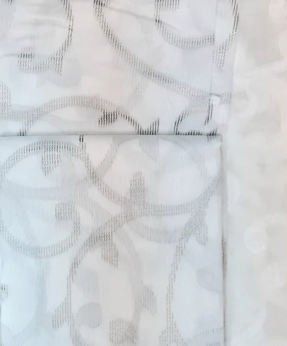 1 visillo blanco adamascado gris - 1