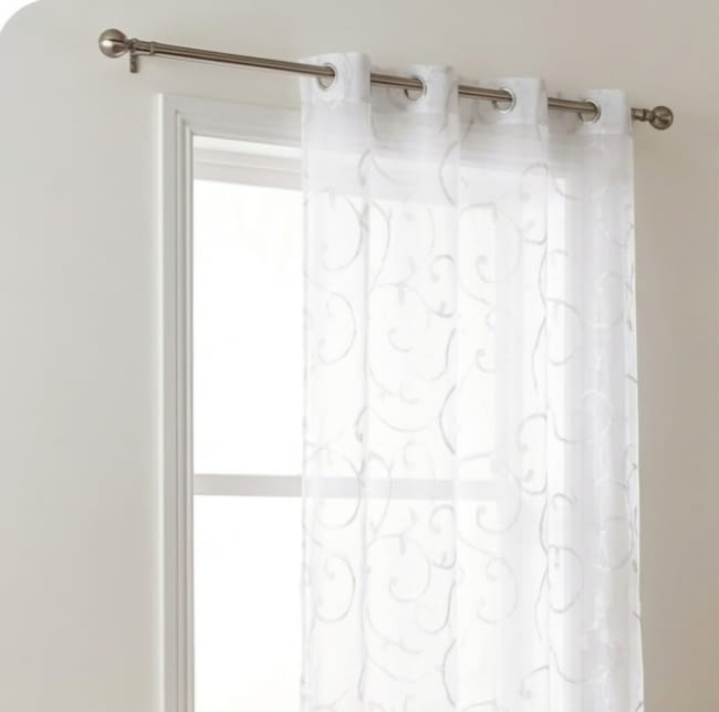 1 visillo blanco adamascado gris - 4