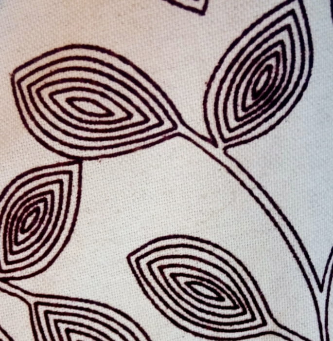 Tela Lino hojas granates 280 - 1