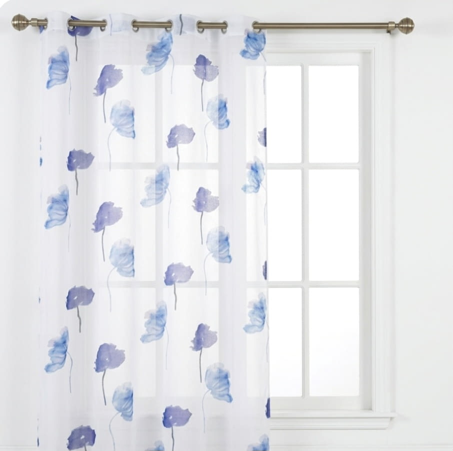 1 Visillo Poppy flores azules