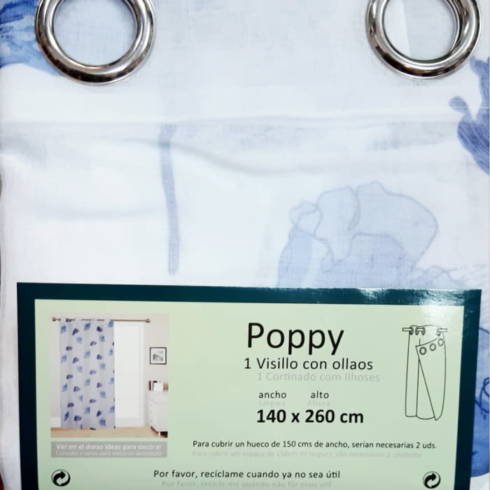 1 Visillo Poppy flores azules - 3
