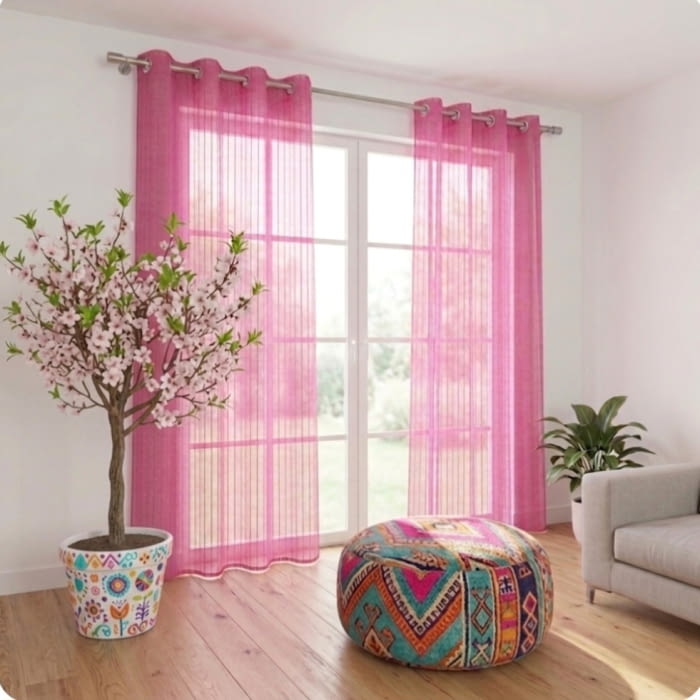 Visillo confeccionado Marien fucsia