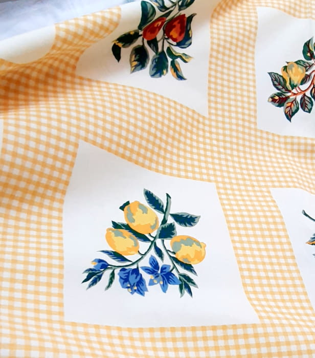 Tela algodón frutas amarillo - 5