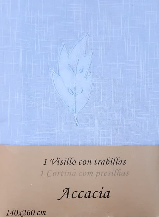 Visillos bordados azul presillas