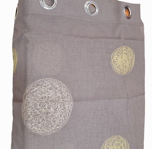 1 Visillo gris topo bordado oro - 3