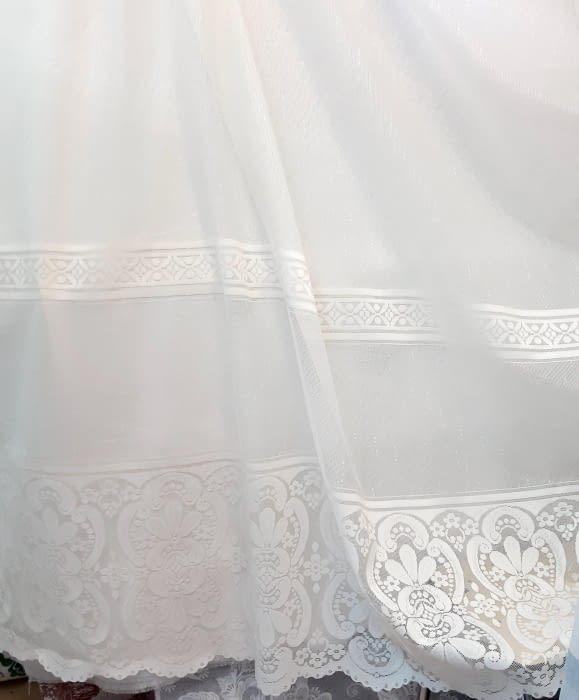 Tela visillo encaje malla beige