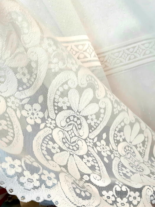 Tela visillo encaje malla beige - 1