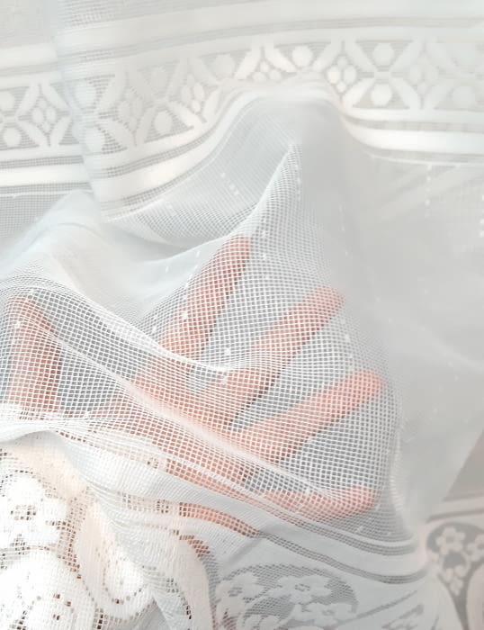 Tela visillo encaje malla beige - 2