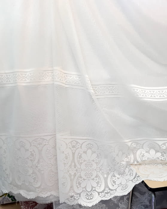 Tela visillo encaje malla beige - 6