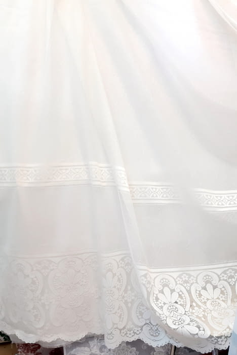 Tela visillo encaje malla beige - 7