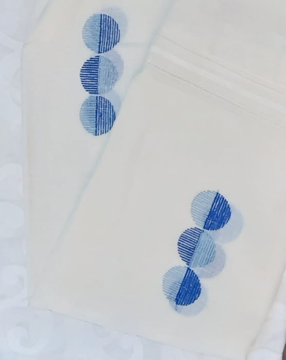 2 Visillos confeccionados círculos azul - 2