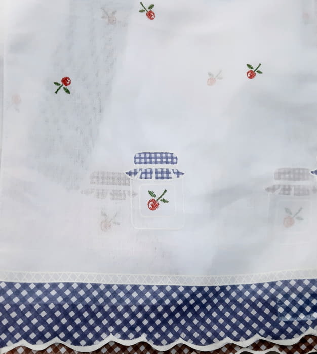 Tela visillo cocina Tarros azul