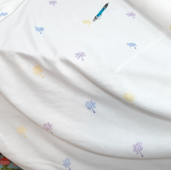 Tela visillo árboles bordados - 1