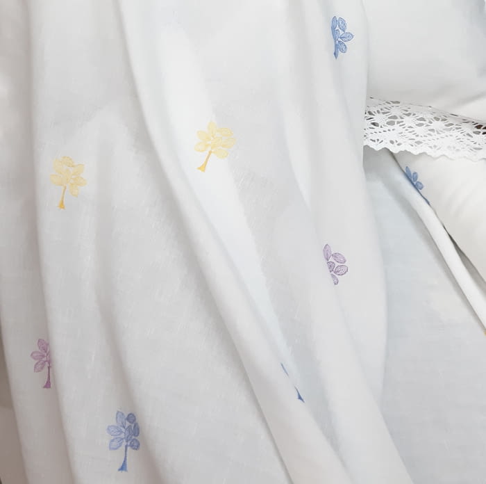 Tela visillo árboles bordados - 6