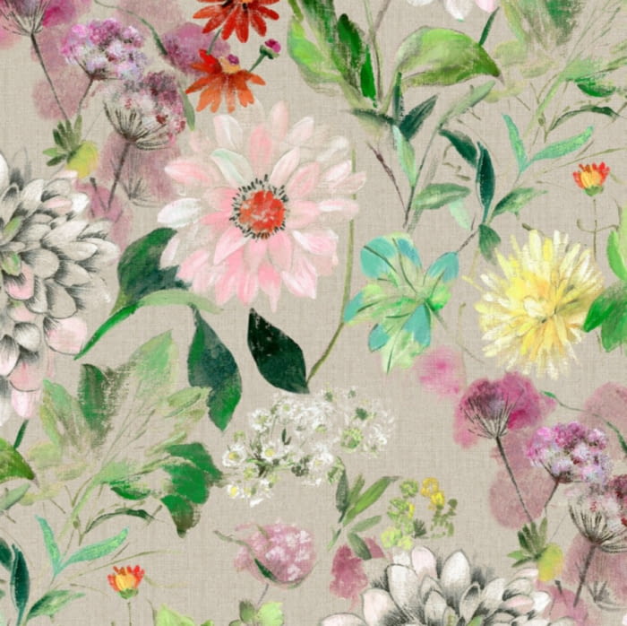 Tela flores Bianca acuarela