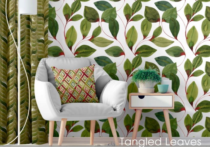 Tela hojas verdes 60 x 280