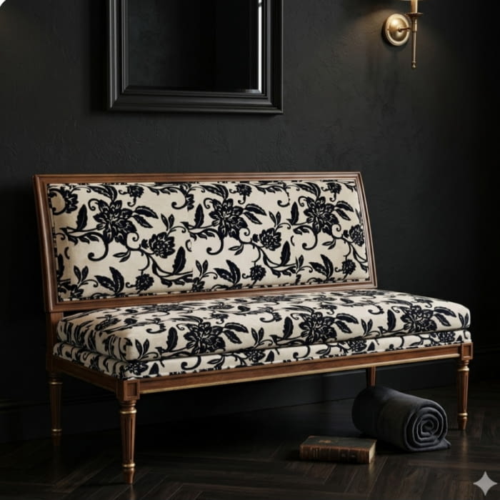 Tela Brocado en terciopelo negro 150