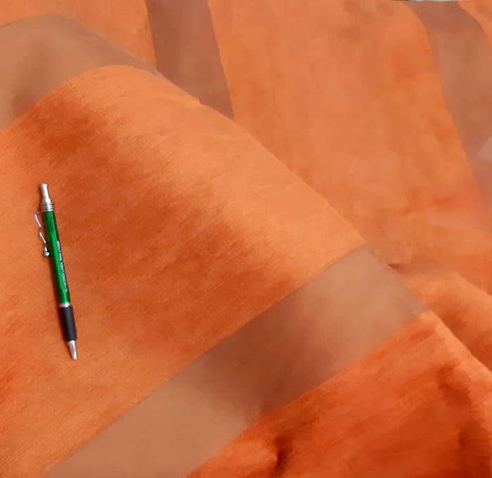 Tela chenilla rayas naranja 110 x 225