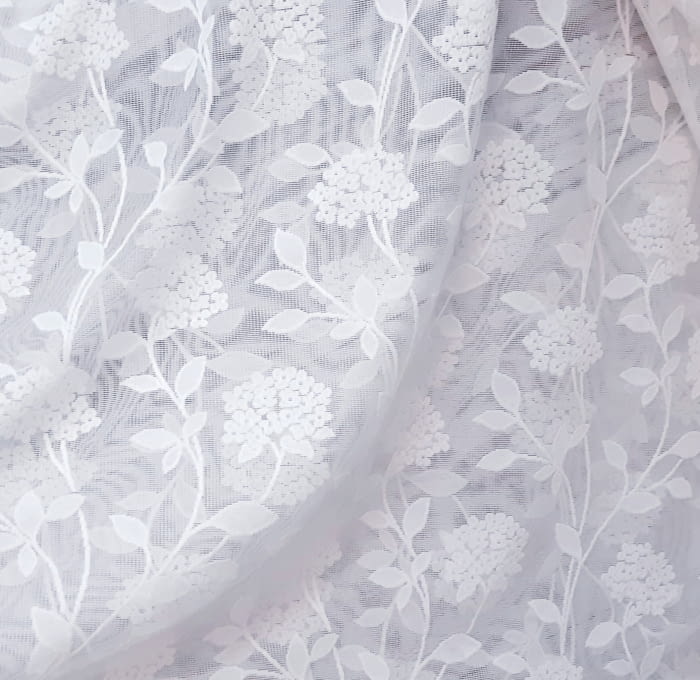 Tela visillo encaje malla blanco