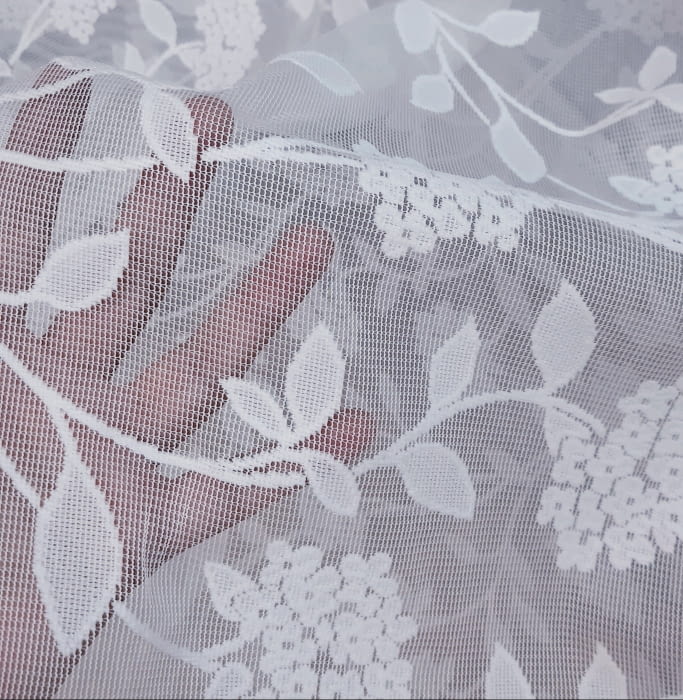 Tela visillo encaje malla blanco - 1