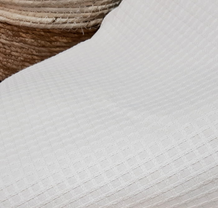 Tela tapicería cuadritos beige - 1