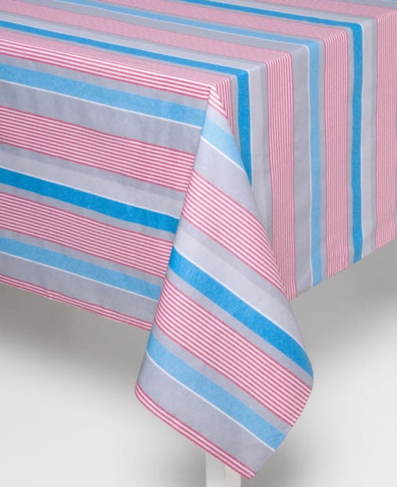 Tela antimanchas rayas azul rosa - 1