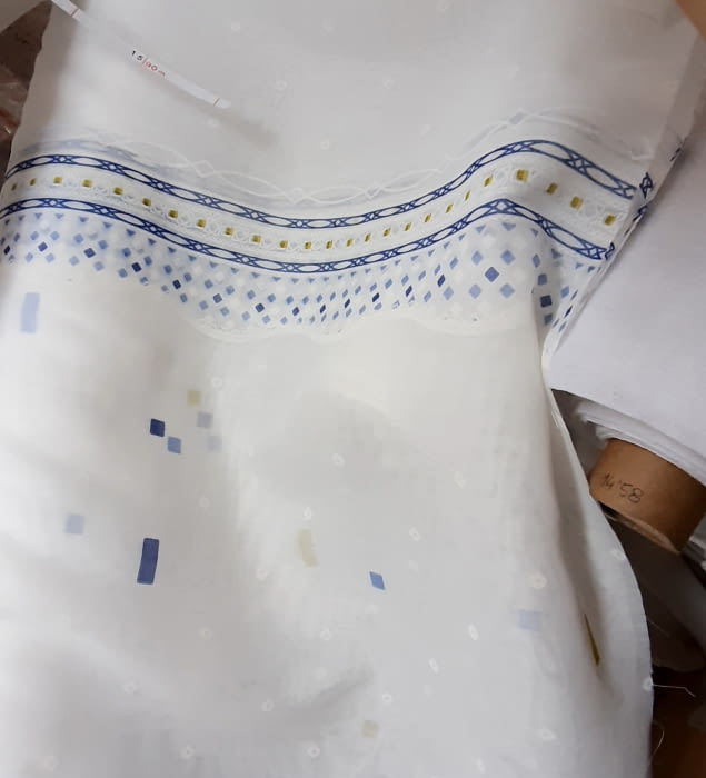 Tela visillo cocina verde cubiertos - 2