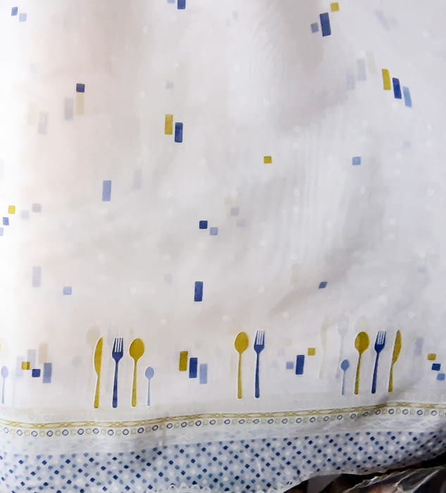 Tela visillo cocina verde cubiertos - 5