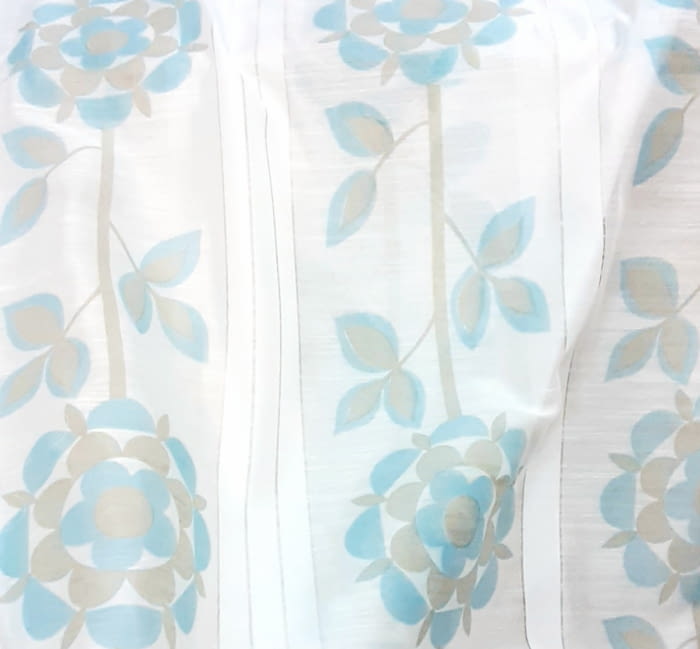 Tela visillo flores turquesas 150