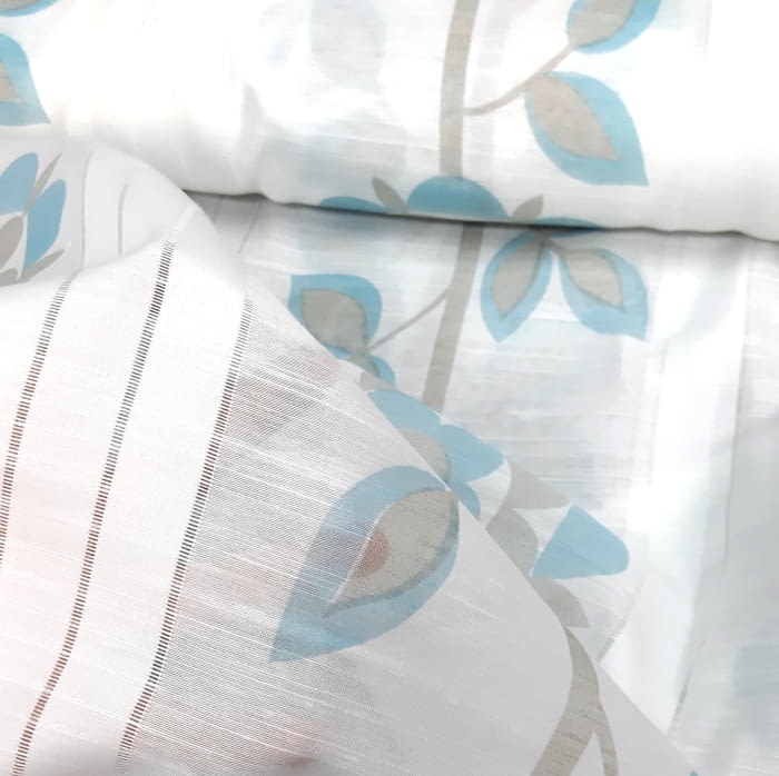 Tela visillo flores turquesas 150 - 1