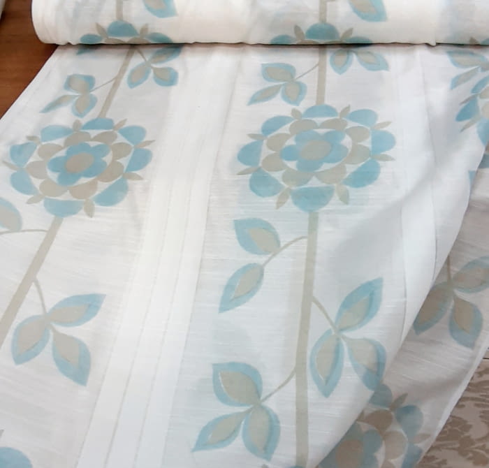 Tela visillo flores turquesas 150 - 5