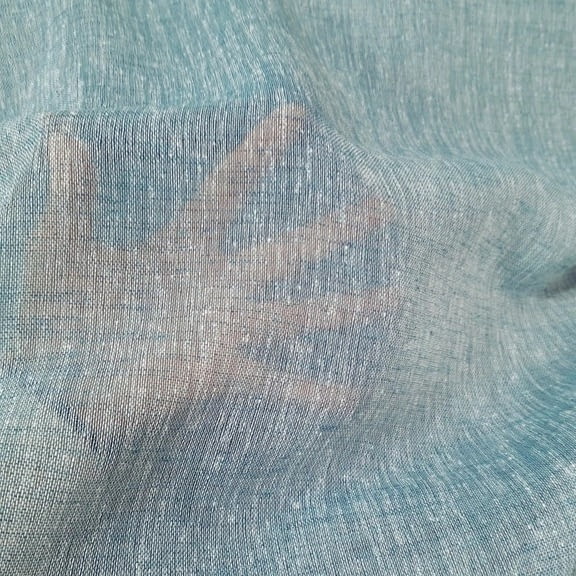 Tela visillo liso color azul verdoso - 3