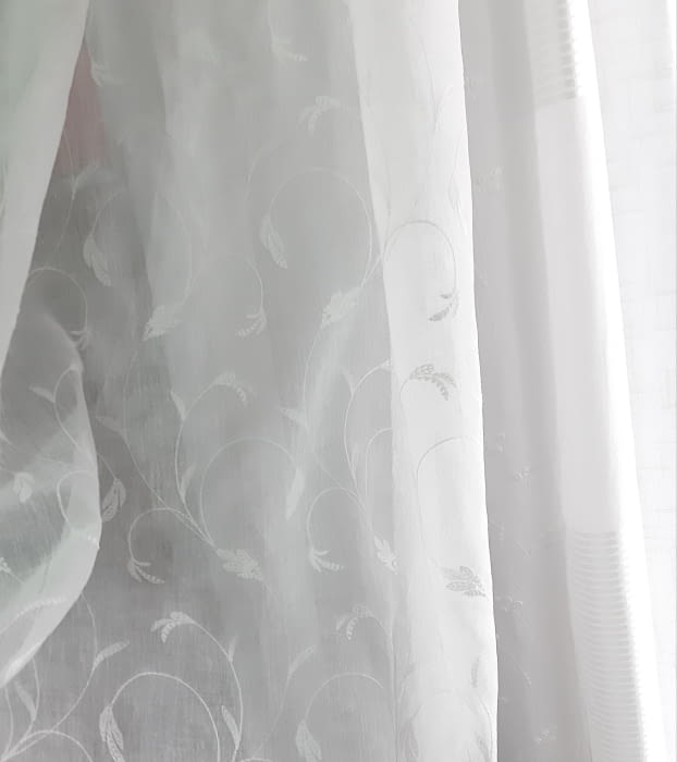 Tela visillo bordado hojas - 1