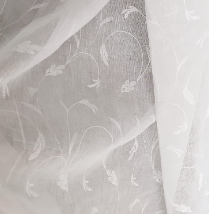 Tela visillo bordado hojas - 3