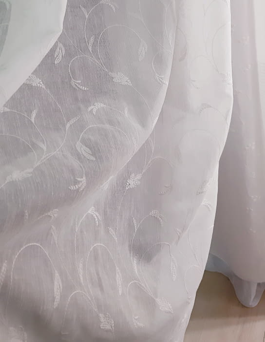 Tela visillo bordado hojas - 5