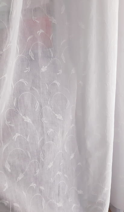 Tela visillo bordado hojas - 6