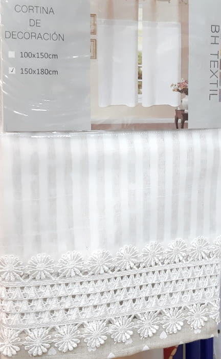 Visillos confeccionados beige corazones - 2