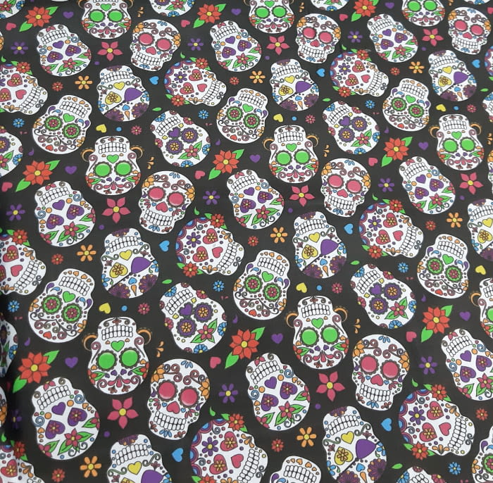 Tela satén calaveras mejicanas 140