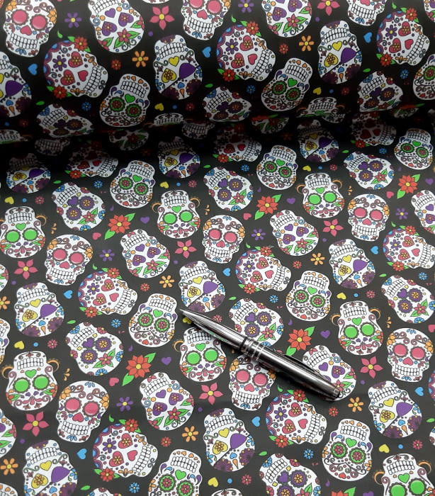 Tela satén calaveras mejicanas 140 - 1